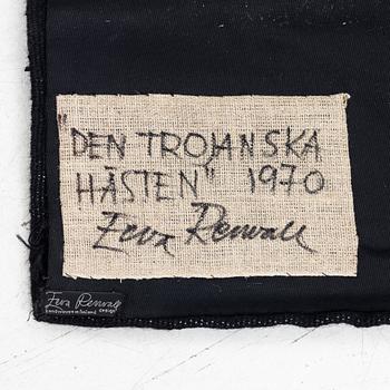 Eeva Renvall, "Den Trojanska hästen", bonad, signerad, 1970, ca 92 x 68 cm.