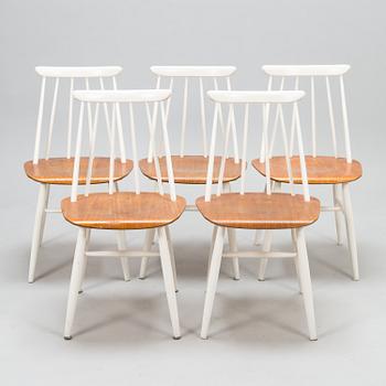 ILMARI TAPIOVAARA, A set of five 'Fanett' chairs, manufacturer Asko, mid 20th century.