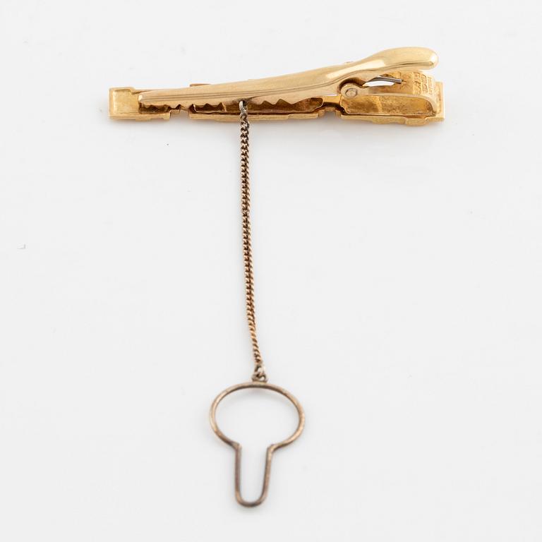 Björn Weckström, 18K gold and brilliant cut dimond tie pin. Lapponia 1989.