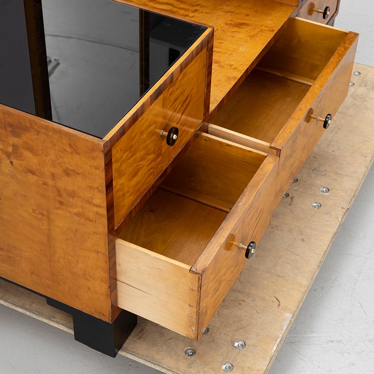 Hall furniture, chest of drawers with mirror, 1930s.