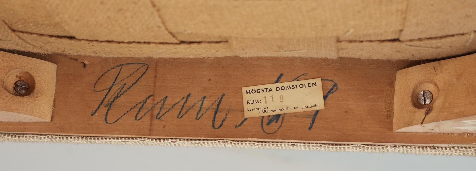 STOLAR, 8 st, Carl Malmsten, för Högsta Domstolen, 1940-tal.