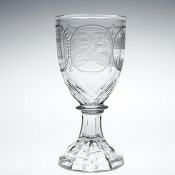 GLAS, s k Brunnsglas. 1800-talets början. Gravyren märkt Graf v. Nostiz 1815.