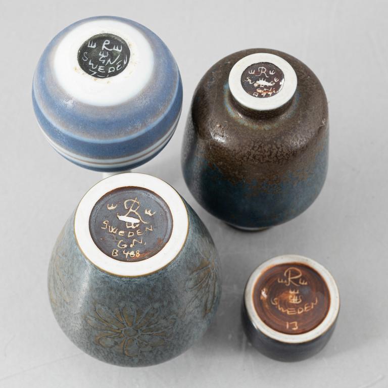 Gunnar Nylund, five stoneware vases and Carl-Harry Stålhane, five stoneware vases, Rörstrand.