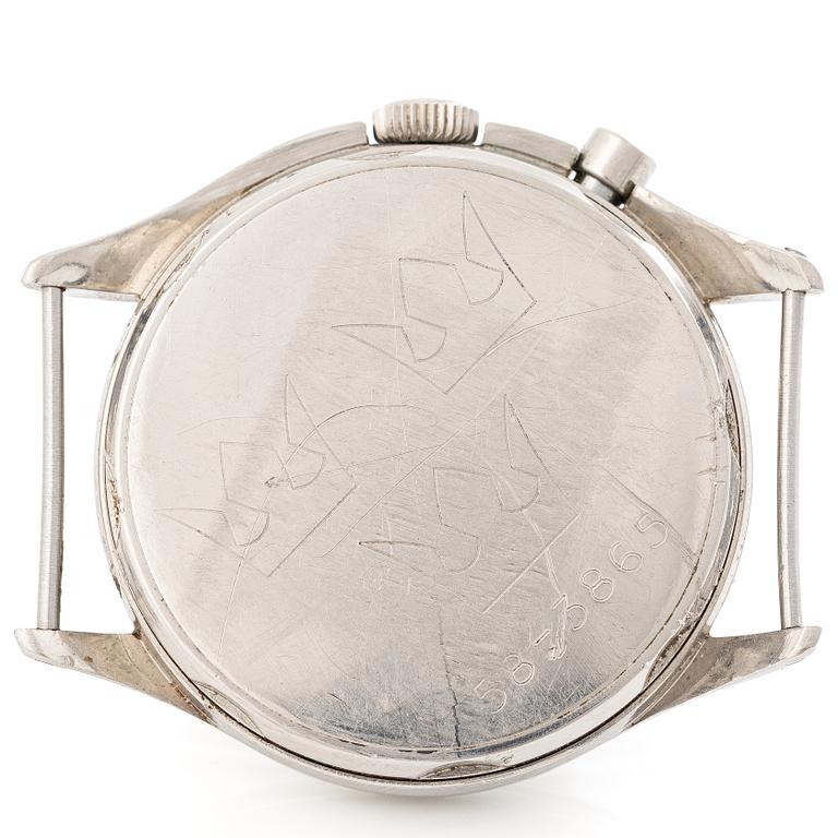 Lemania, Tg 195, "Three Crowns", chronograph, wristwatch, 40 mm.
