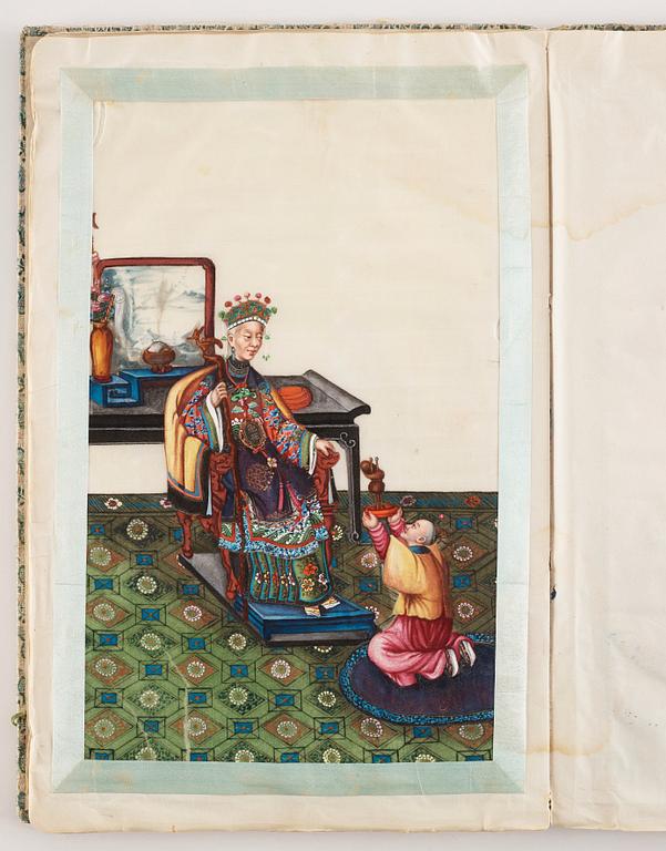 An album with 12 Chinese paintings by anonymous artist, Qing dynasty, 19th Century.