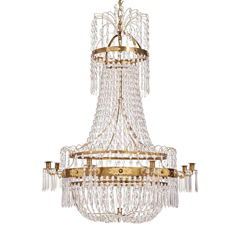 A Swedish Empire 1820/30's nine-light chandelier.