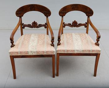 KARMSTOLAR, 1 par, Karl-Johan, 1800-talets mitt.