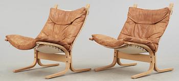 FÅTÖLJER, ett par, Ingmar Rolling, Westnofa Furniture, Norge, 1960/70-tal.