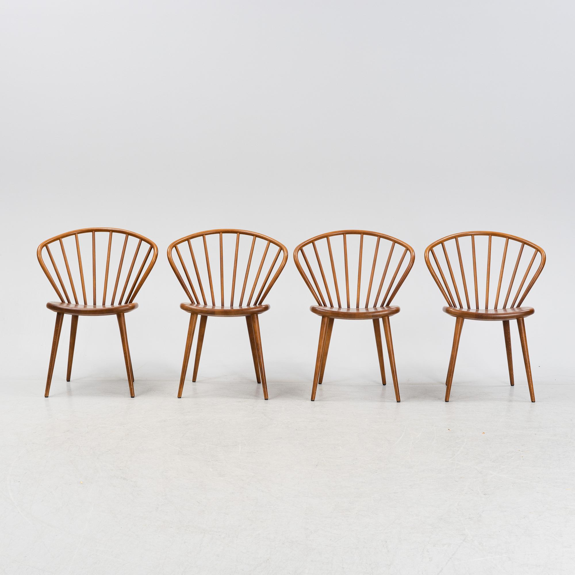 A set of four stained oak 'Miss Holly' chairs by Jonas Lindvall for Stolab, daterade 2019.