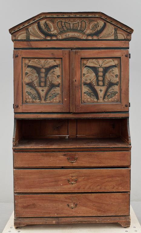 KRONSKÅP, allmoge, Dalarna, bär datering 1850.