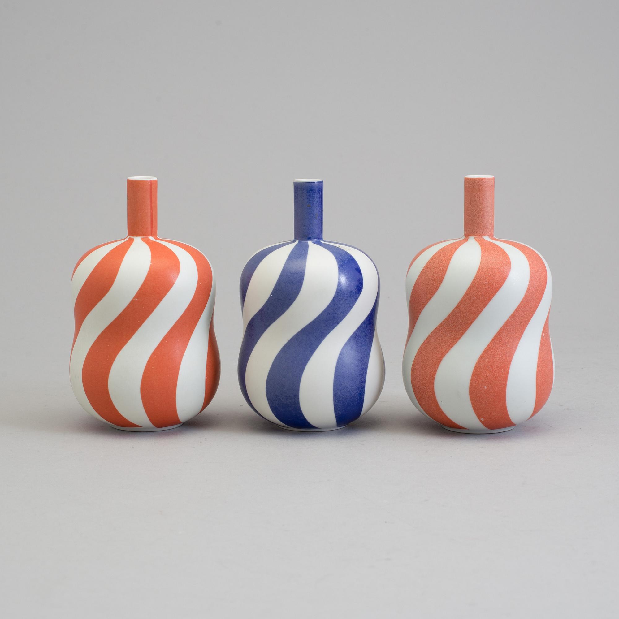 INGER PERSSON, three vases, stoneware, two signed I Persson and dated -94, Rörstrand.