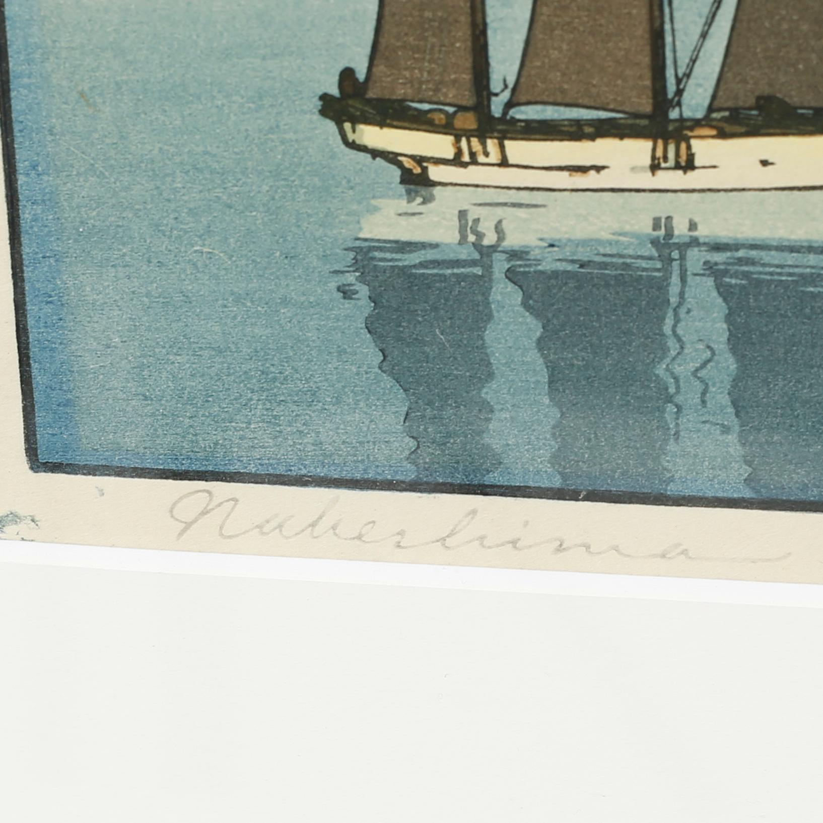 HIROSHI YOSHIDA, woodcut, signed.