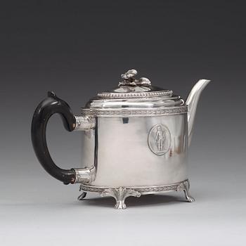 A Swedish 18th century silver tea-pot, marks of Johan Ekholm, Stockholm 1795.