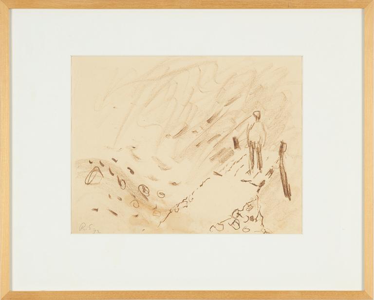 Ragnar Sandberg, red crayon on paper, signed R.S. and dated 32.