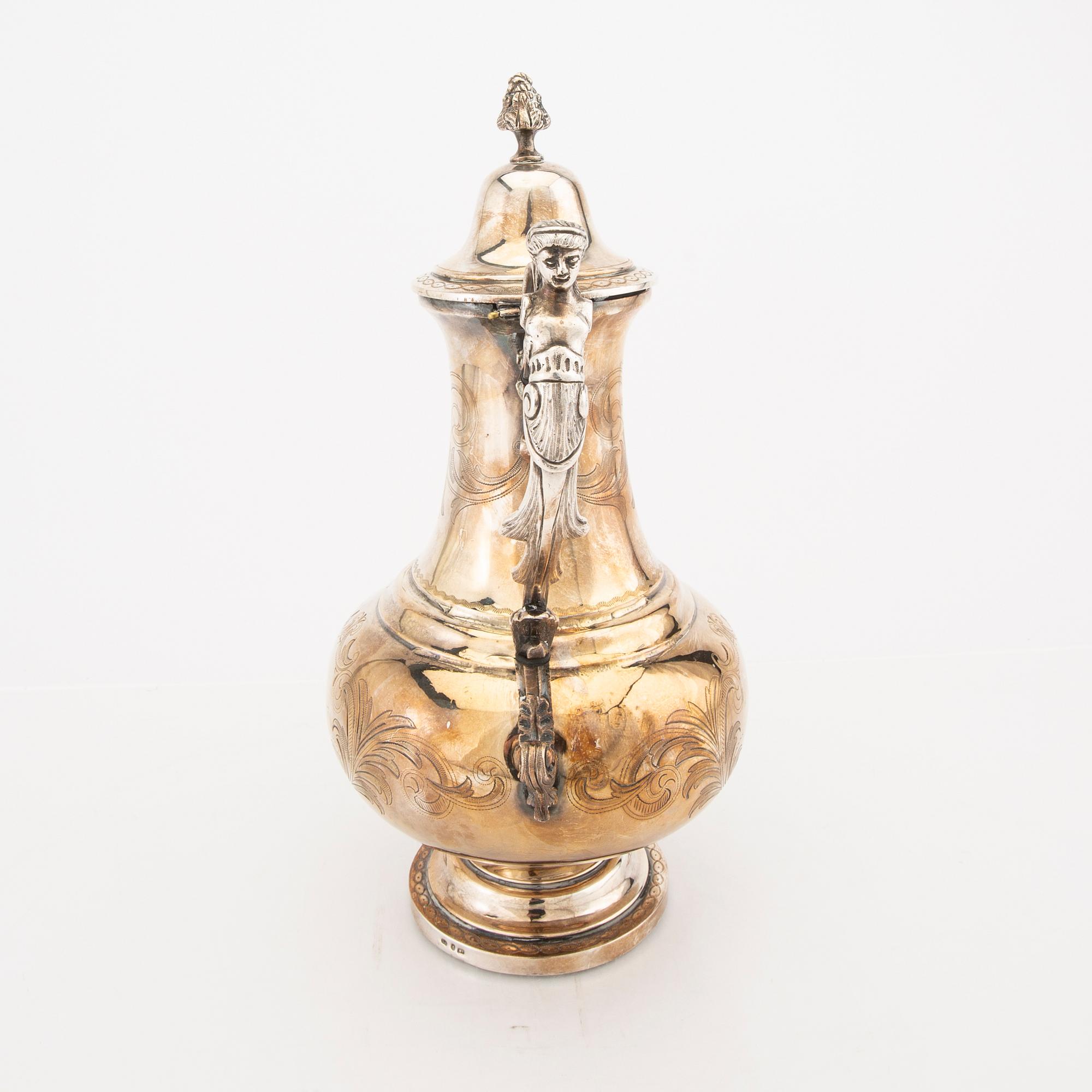 A Swedish 19th century silver coffee pot mark of C Winnerstrand Stockholm weight 1420 grams.