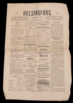 TIDNINGAR, 8 st, Hufvudstadsbladet, Helsingfors Tidningar m.fl. Helsingfors 1829-1881.