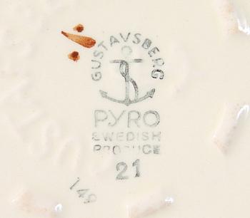 PARTI FLINTGODS, 12 delar,"Pyro", 1929-1955, Wilhelm Kåge, Gustavsberg.