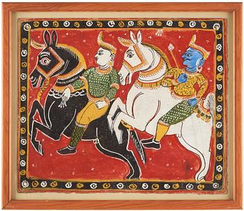 A pair of paintings on cloth, India, Orissa, late 19th Century.