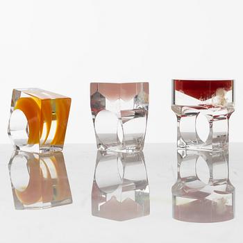 Siv Lagerström, three acrylic plastic rings, 1970s.