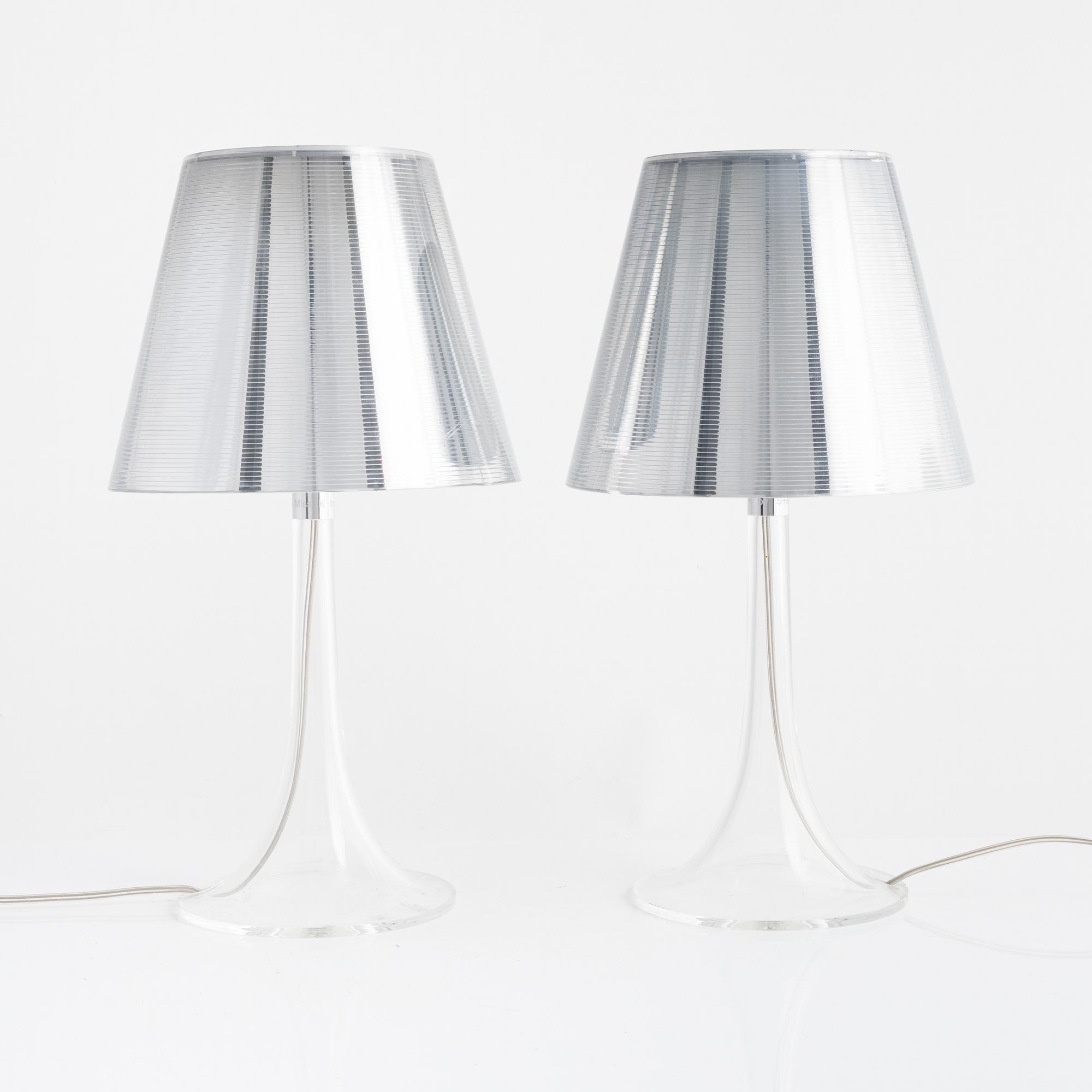 Philippe Starck, a pair of 'Miss K' table lamps, Flos, Italy.