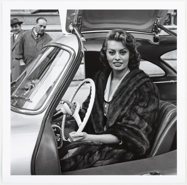 Per-Olow Anderson, "Sophia Loren photographed in Per-Olow's Mercedes Benz 300 in SL Rome 1954".