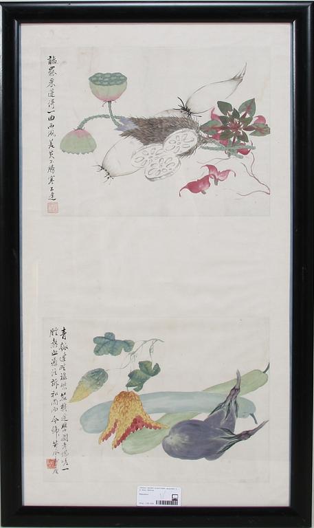 OKÄND KONSTNÄR, akvareller, 2 st, Kina, 1900-tal.
