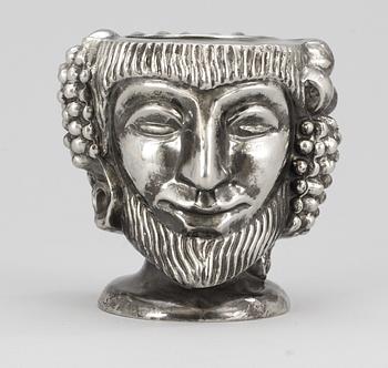 An Anna Petrus "Janus head" pewter vase, Firma Svenskt Tenn 1984.