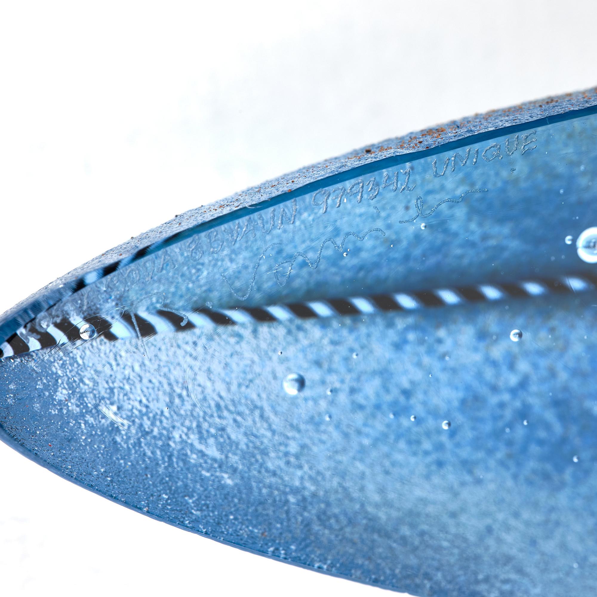 Bertil Vallien, a sand cast glass sculpture of a boat, Kosta Boda, Sweden.