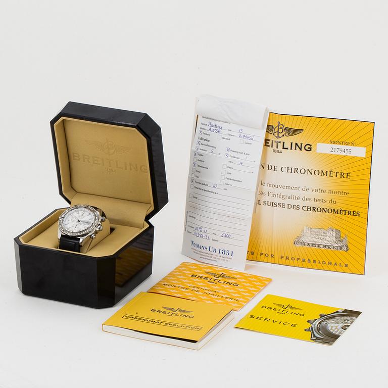 BREITLING, Chronomat Evolution, "Tachymetre", Chronometre, wristwatch, chronograph, 43,7 mm.