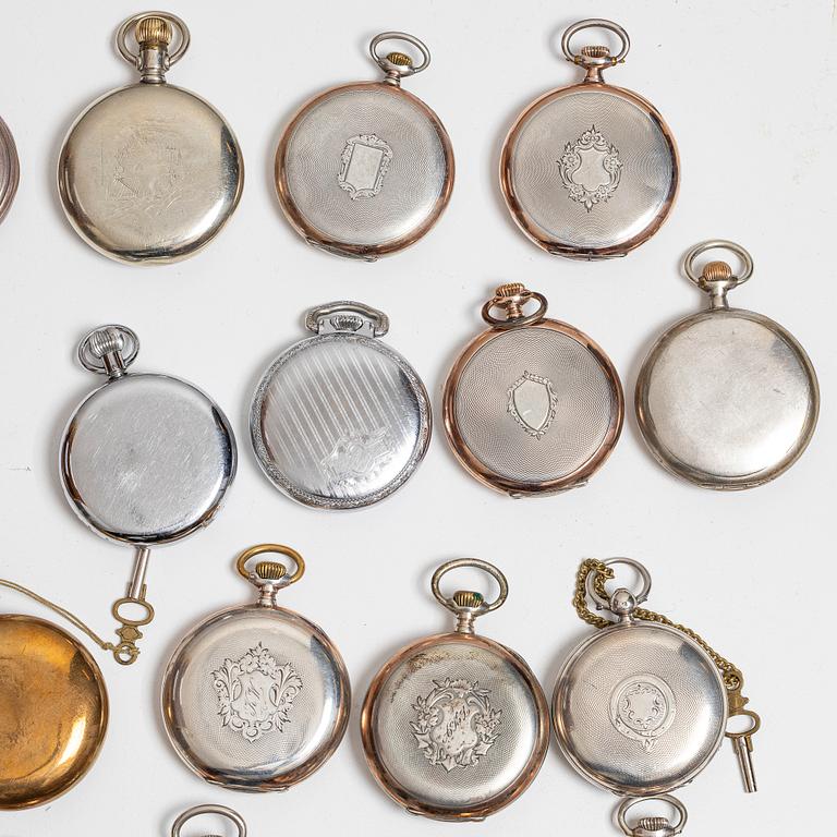 Collection of pocket watches, 63 pieces, "No reserve", various materials.