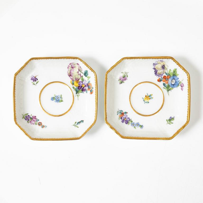 Royal Copenhagen, twelve cream cups with saucers, 'Saxon Flower', Denmark, 1923-34.