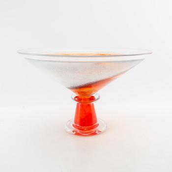 Kjell Engman, Footed bowl Kosta Boda signed glass.