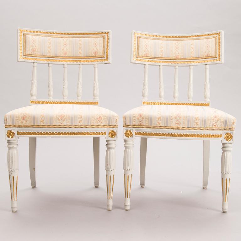 Set of four gustavian chairs, one of which signed by Erik Öhrmark, circa 1800.