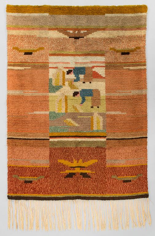 A 1930's Finnish long pile rug. Circa 105 x 145 cm.