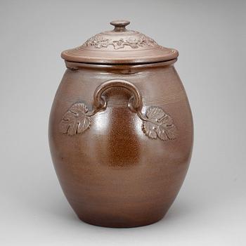 PRAKTKRUS, 30 liter, saltglaserat stengods, Höganäs, 1900-talets andra hälft.