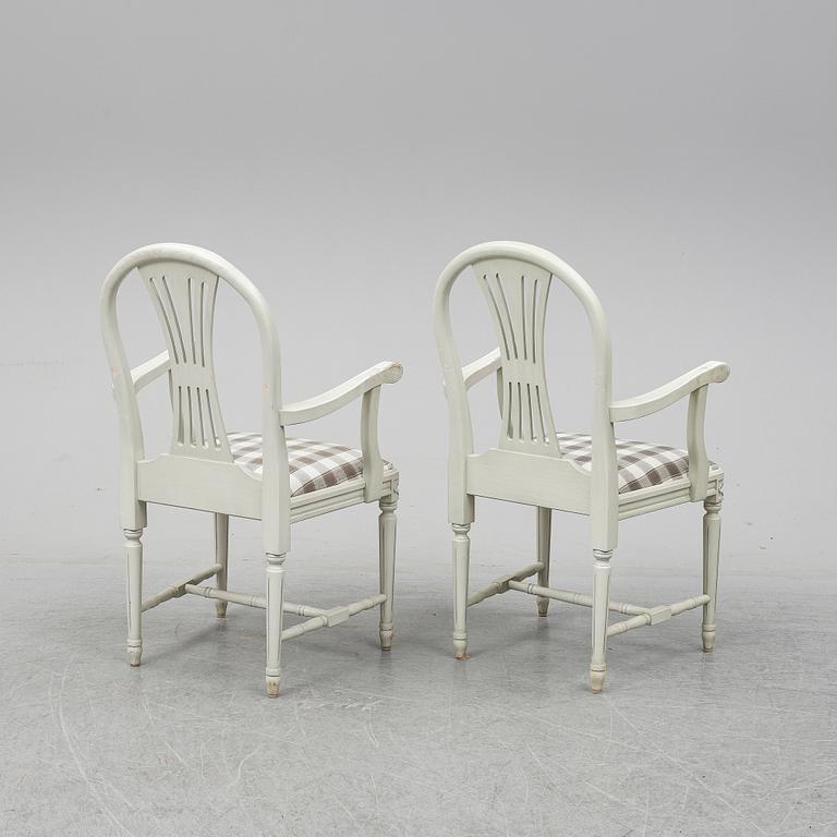 Six second half of the 20th Century Gustavian style armchairs.