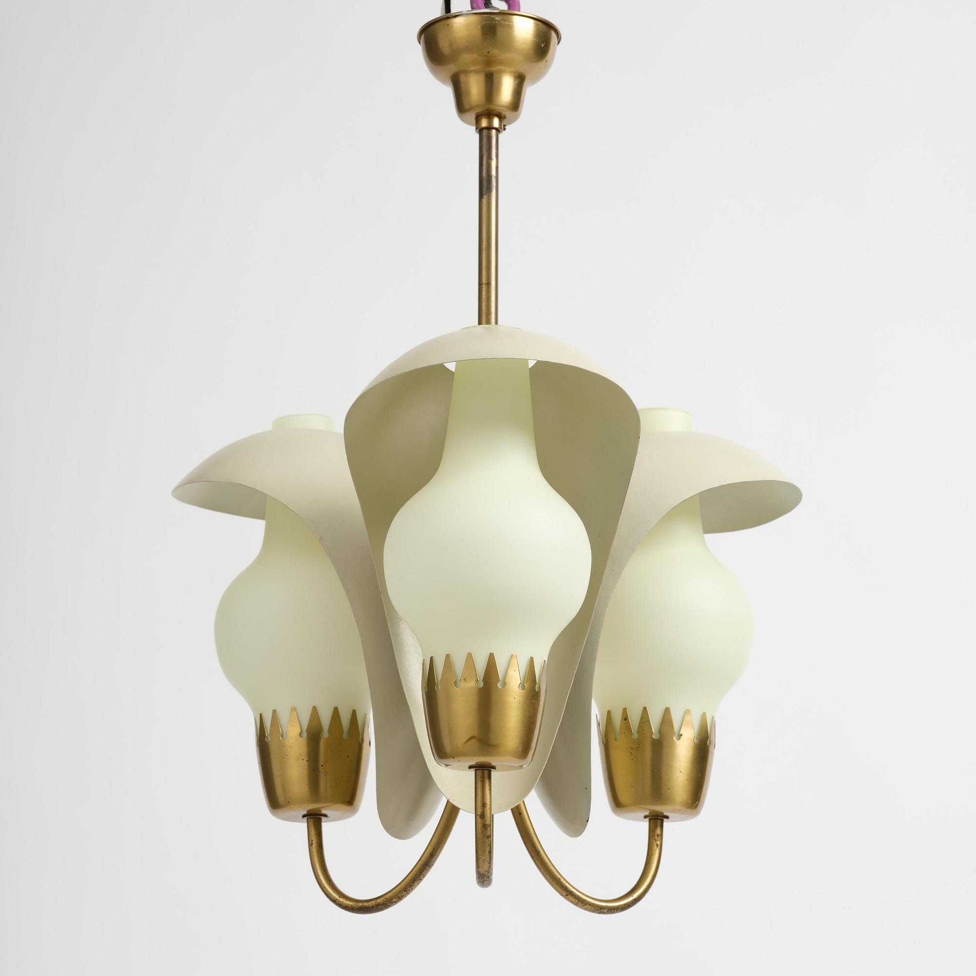 Hans Bergström, a rare ceiling lamp model "98", ateljé Lyktan, Åhus, 1940s-50s.