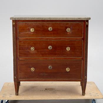 A chest of drawers, Gustavian style, first half of the 20th century with an older top.