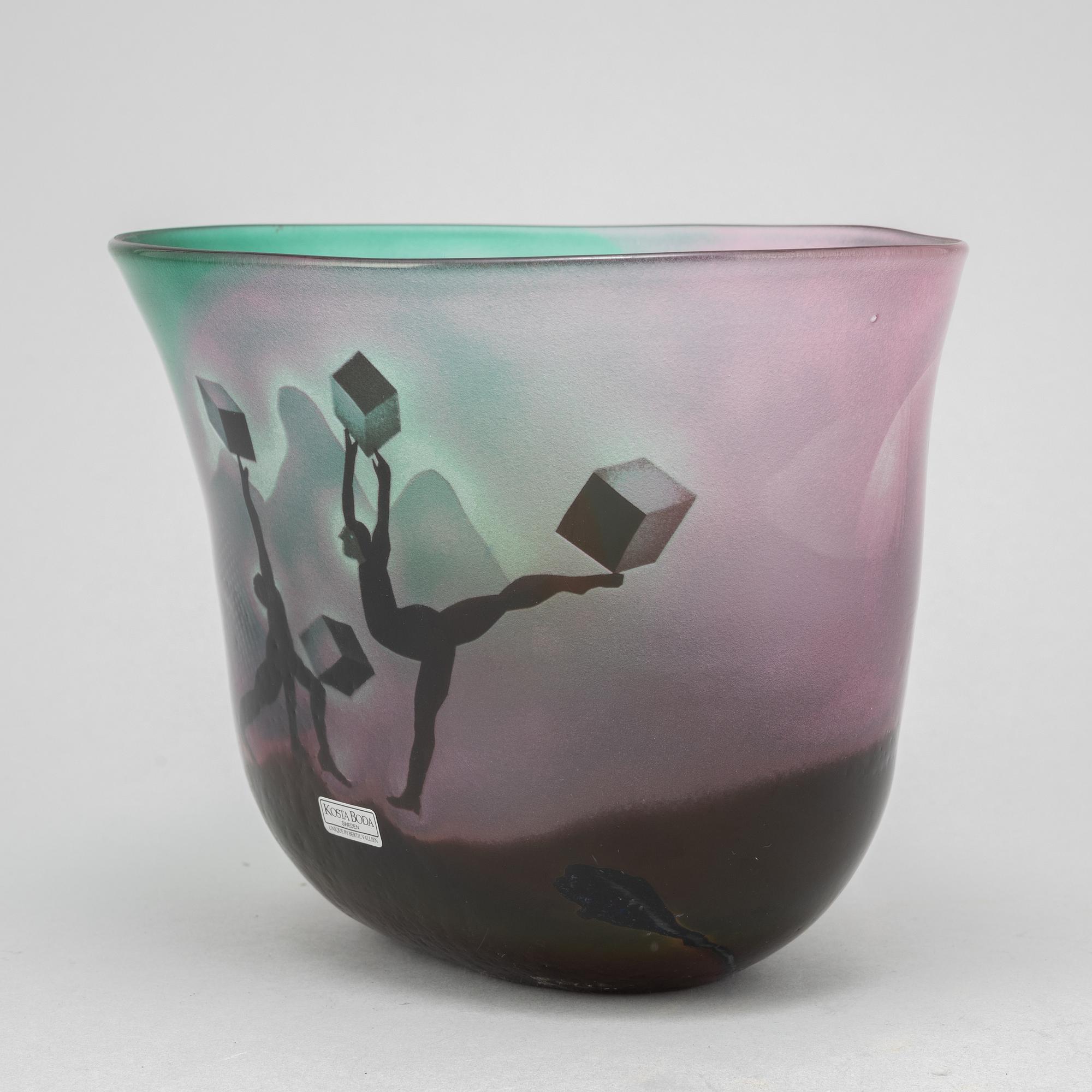 Bertil Vallien, a unique blasted glass bowl, Kosta Boda, Sweden.