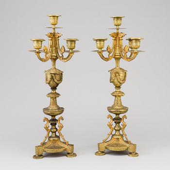 A pair of candelabra, bronze, neo-renaissance, ca 1900.