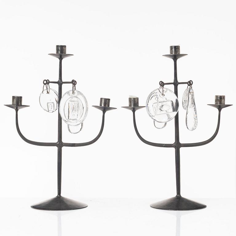 Erik Höglund, a pair of candelabra, Boda Smide, second half of the 20th Century.