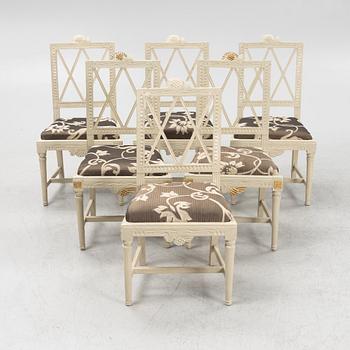 Six matched Gustavian chairs, Lindome, 19th Century.