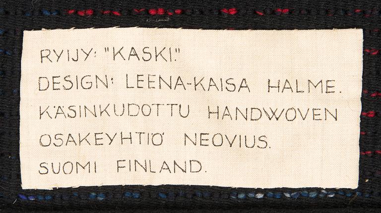 Leena-Kaisa Halme, , ryijy, malli Neovius. Noin 120 x 75 cm.