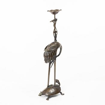 A bronze candle holder, Japan, 20th century.