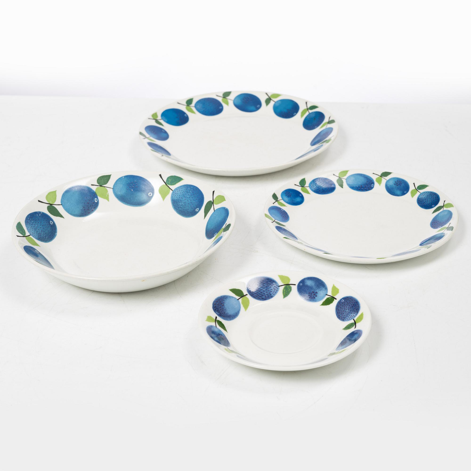 Stig Lindberg, servisdelar, 16 st, "Prunus", Gustavsberg.