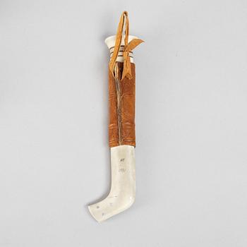 Nikolaus Fankki, a reindeer horn knife, signed and dated. 1971.