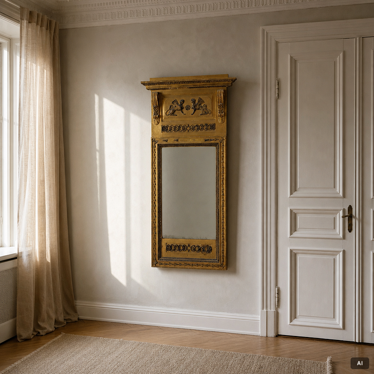 an Empire mirror, Sweden, early 19th century.