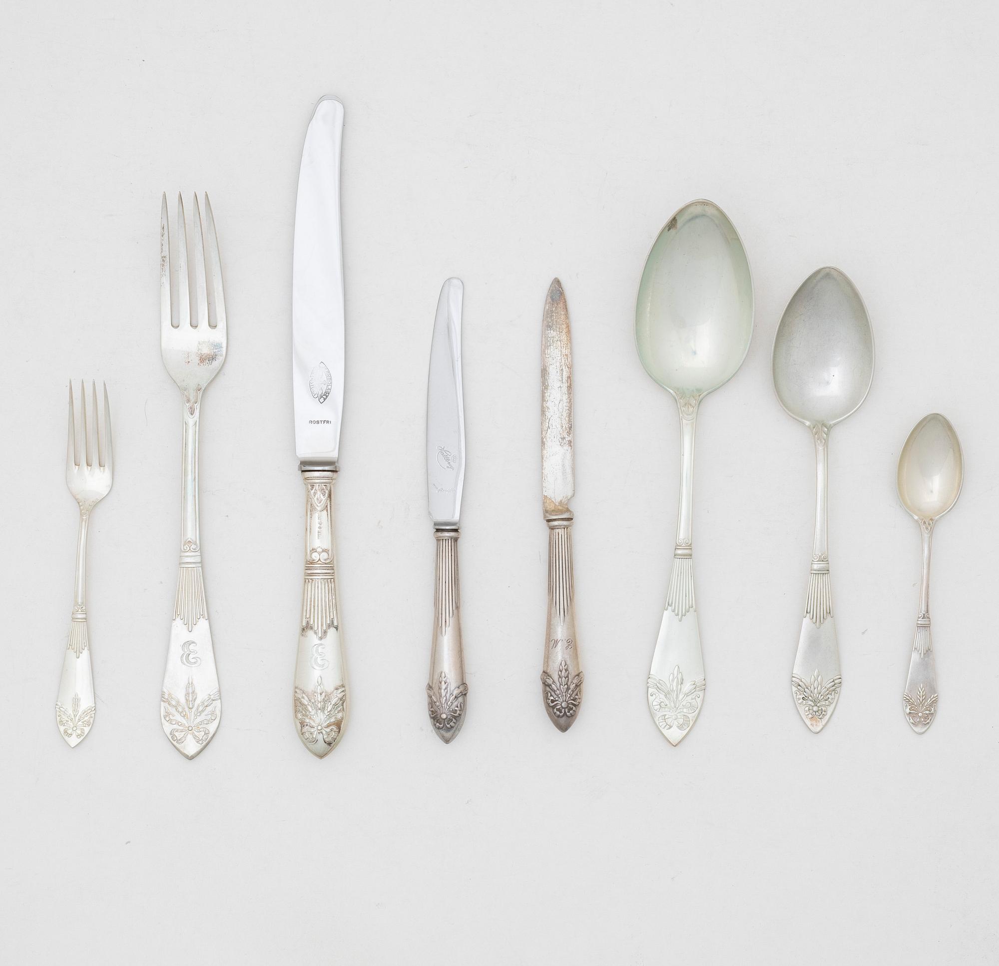 A 58-piece silver "Empire" flat ware set, C.G.Hallberg Stockholm/Otto Larsson Landskrona, Sweden, 1903-33.