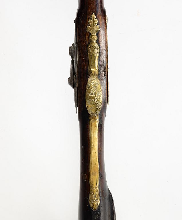 Percussion gun, converted from flintlock, Sweden, 18th century.
