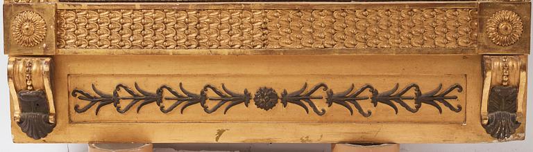 An Empire mirror with console table, attributed to N Frisk (Stockholm 1805-24).